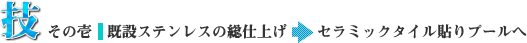 技その壱 既設ステンレスの総仕上げ→セラミックタイル貼りプールへ